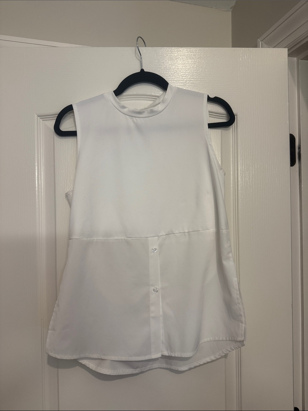 Sleeveless White Mock-Neck Women's Top